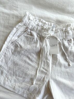 🆕 LOFT Linen Blend White Breezy Pull On Shorts Size XS